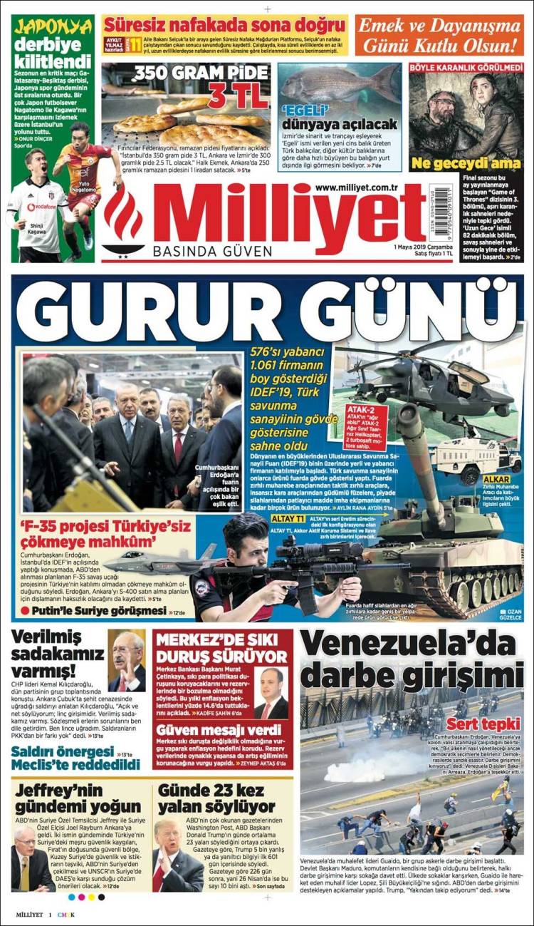 Portada de Milliyet (Turqu&iacute;a)