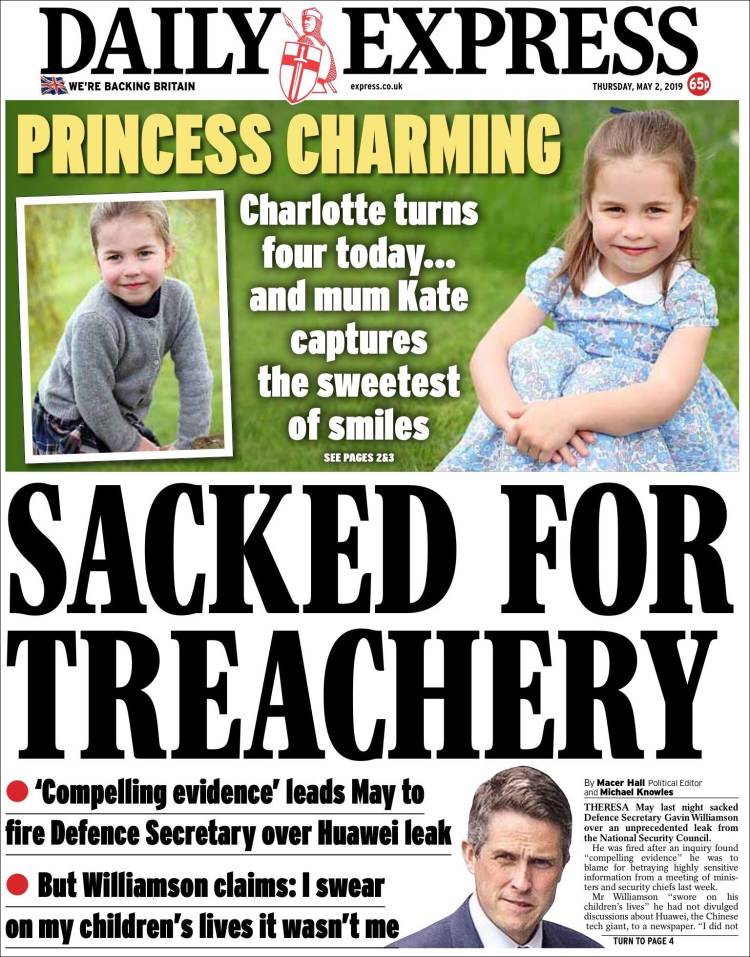 Portada de Daily Express (Reino Unido)