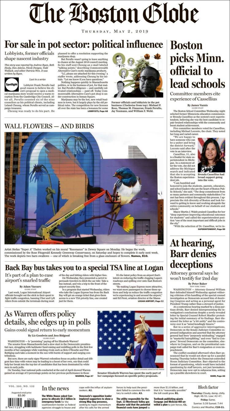 Portada de Boston Globe (USA)