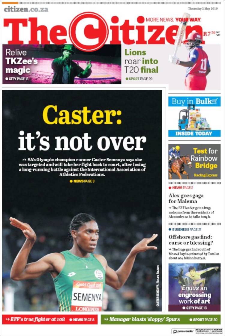 Portada de The Citizen (Sud&aacute;frica)