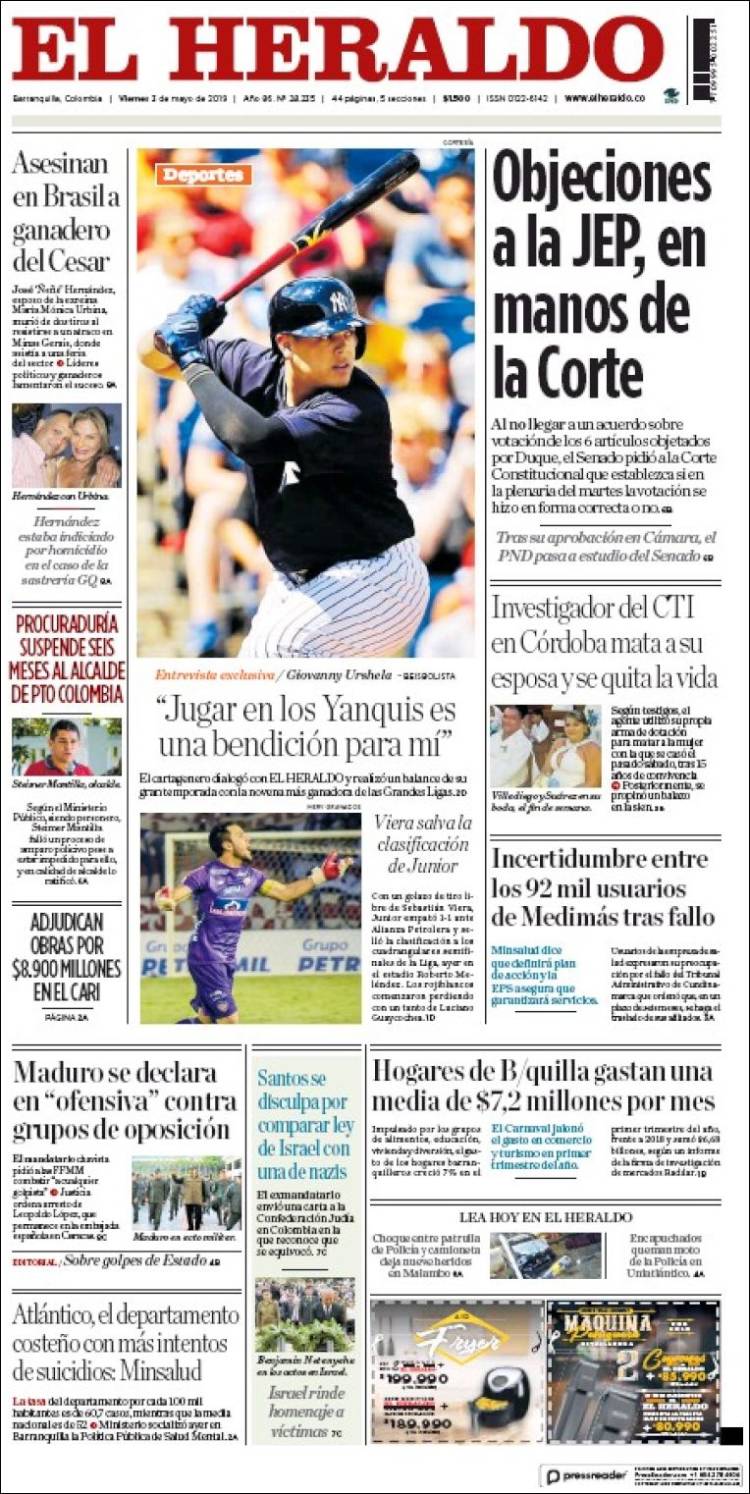 Portada de El Heraldo (Colombia)