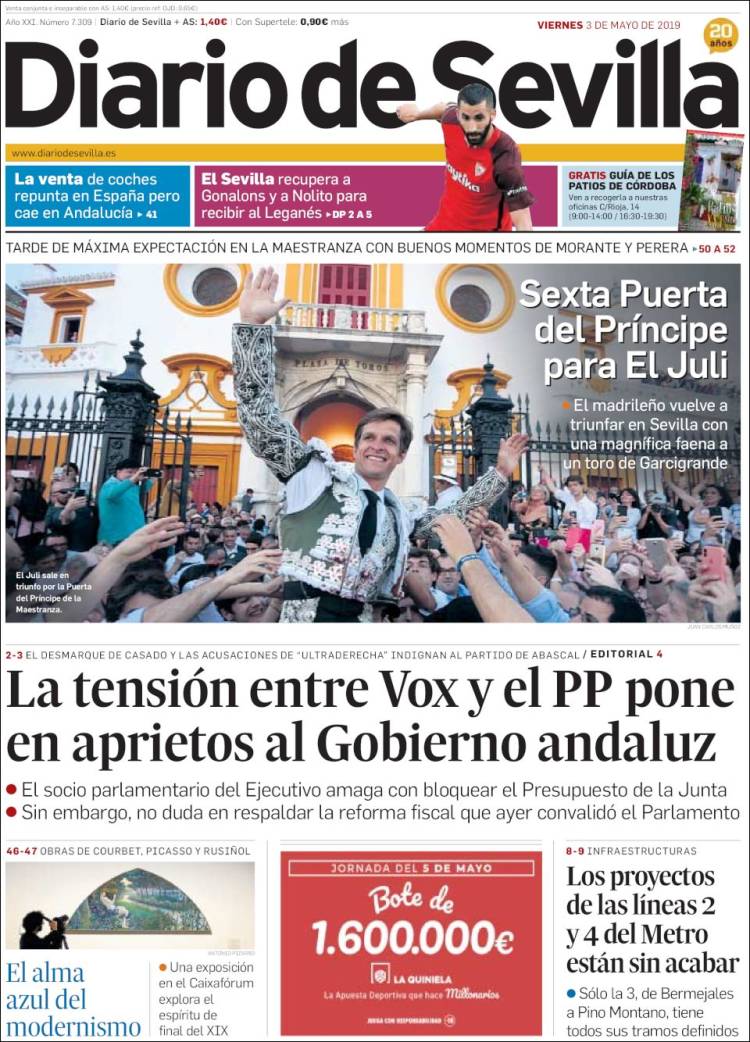 Portada de Diario de Sevilla (España)