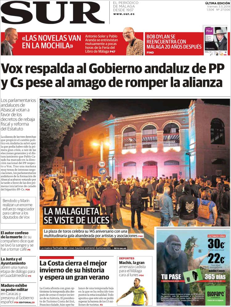 Portada de Diario el Sur (España)