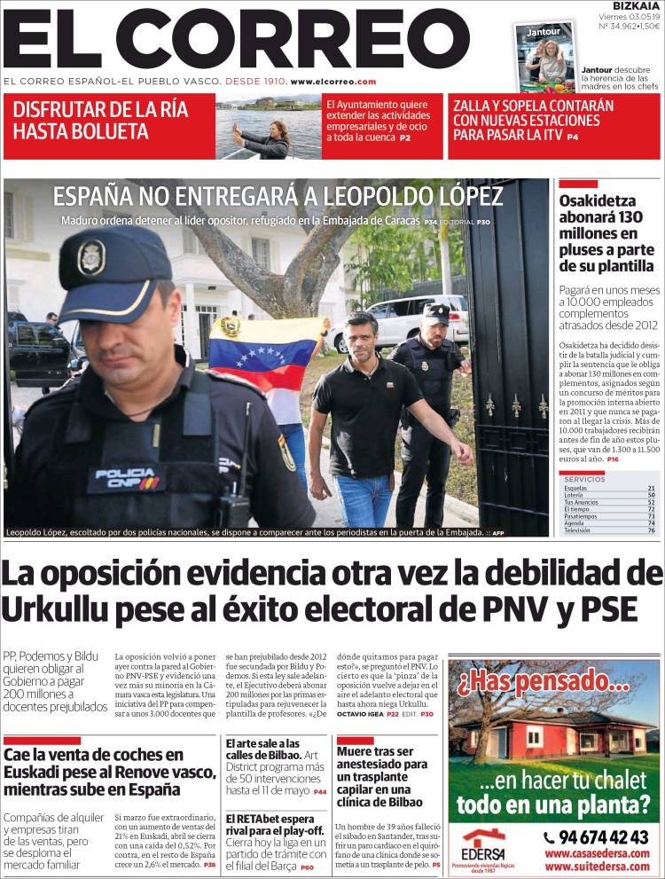 Portada de El Correo (España)