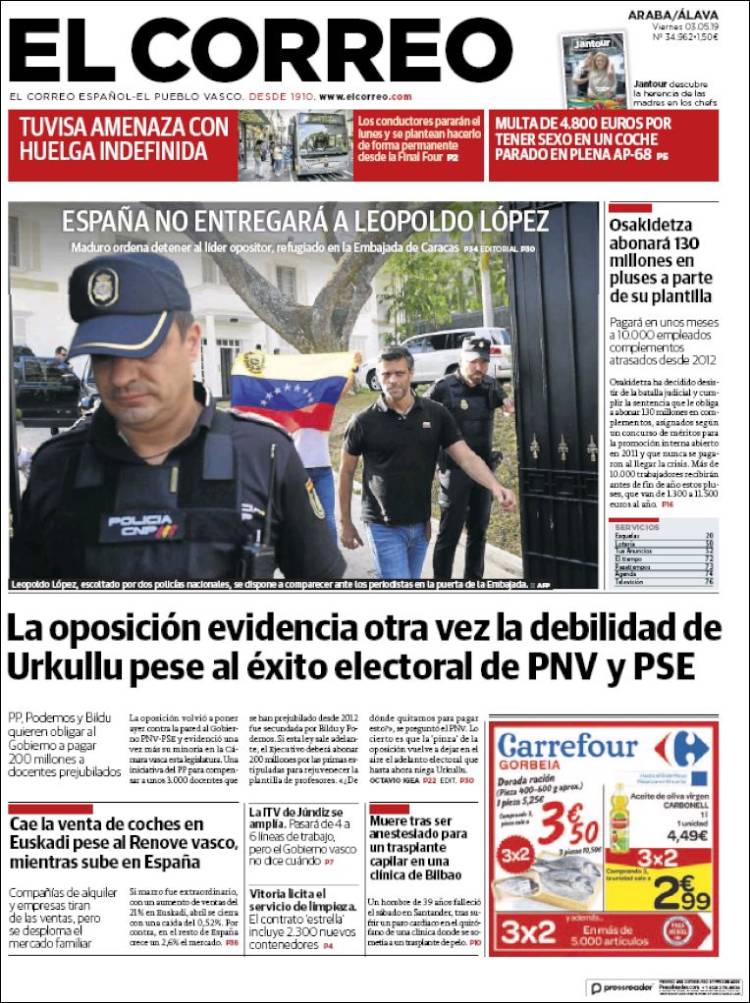 Portada de El Correo - Álava (España)