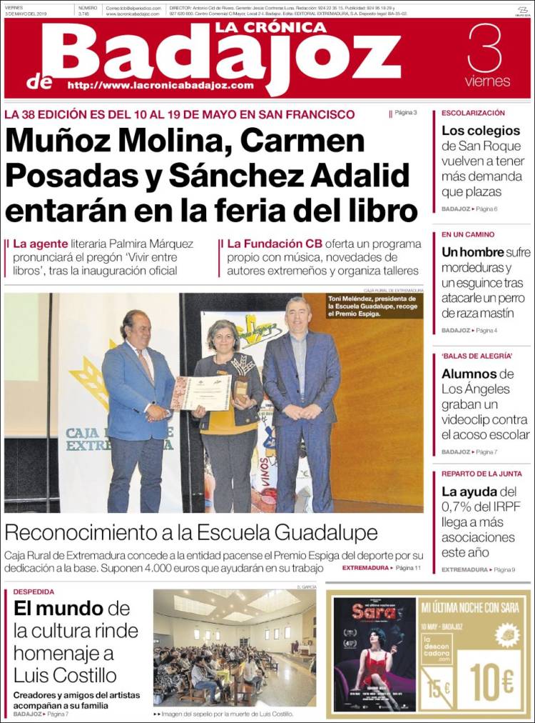 Portada de El Periódico de Extremadura (España)