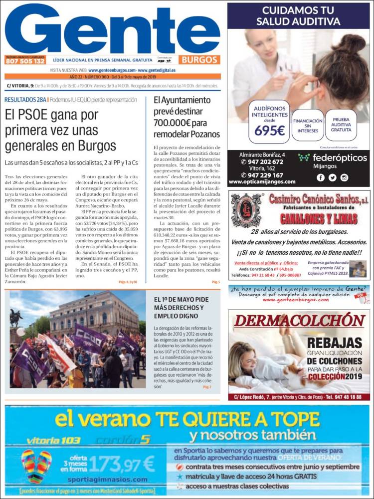 Portada de Gente en Burgos (España)