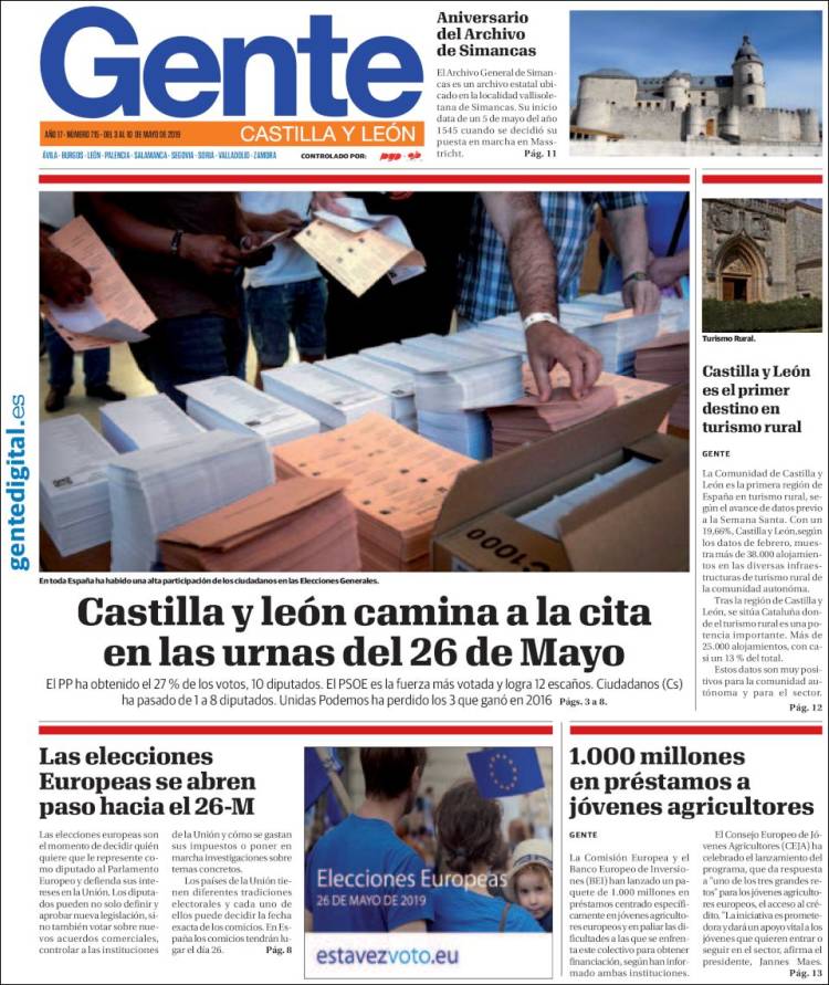 Portada de Gente en Valladolid (España)