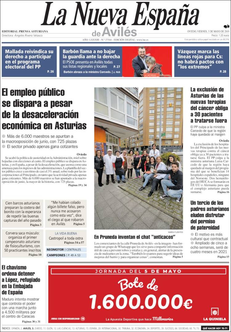 Portada de La Nueva España - Avilés (España)