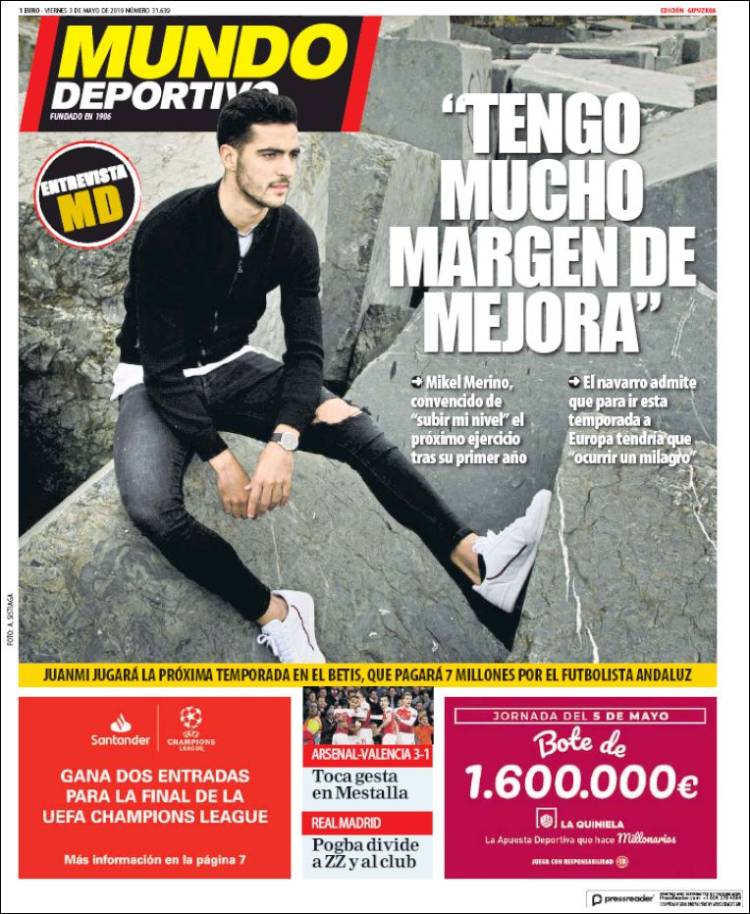 Portada de Mundo Deportivo Gipuzkoa (España)