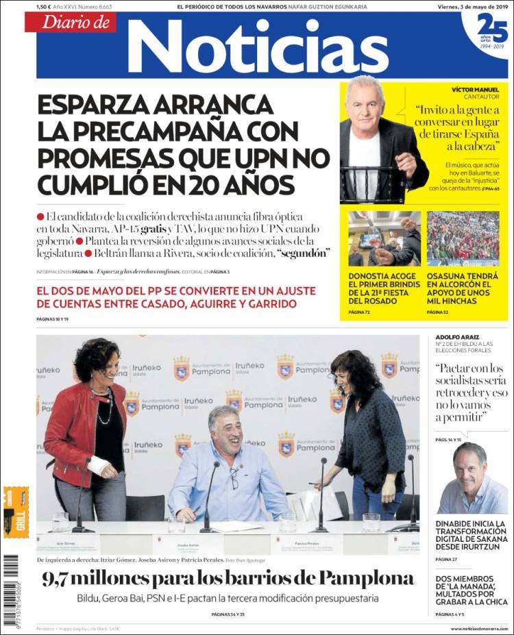 Portada de Noticias de Navarra (España)