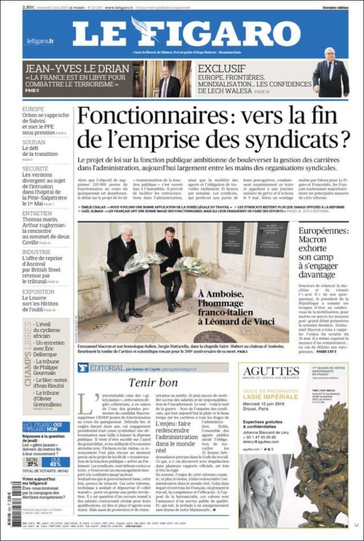 Portada de Le Figaro (Francia)