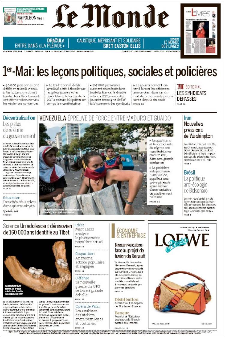 Portada de Le Monde (Francia)