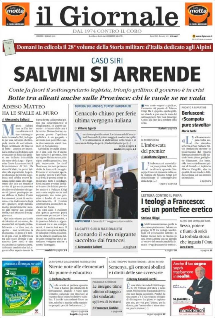Portada de il Giornale (Italia)