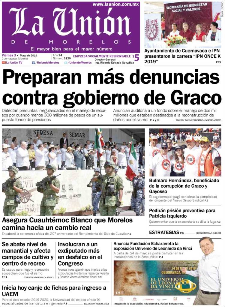 Portada de La Unión de Morelos (México)