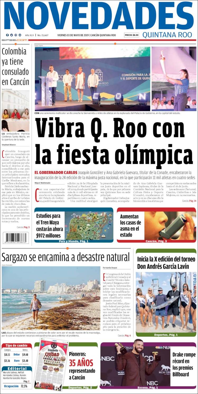 Portada de Novedades de Quintana Roo (México)