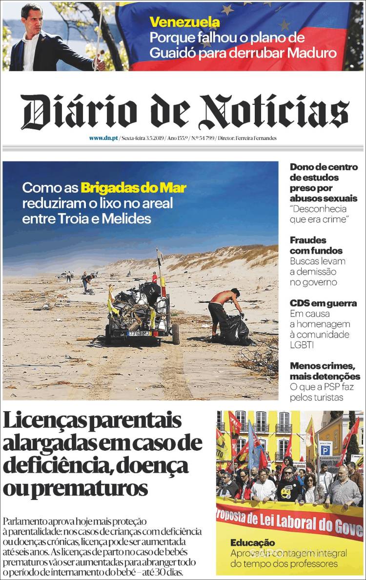 Portada de Diário de Noticias (Portugal)