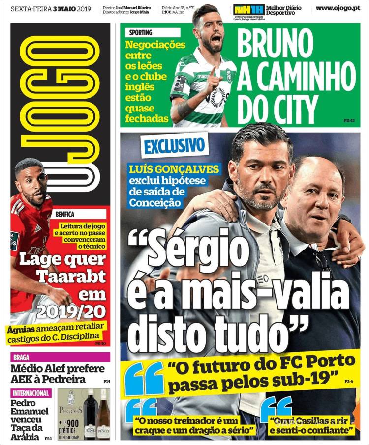 Portada de O Jogo (Portugal)