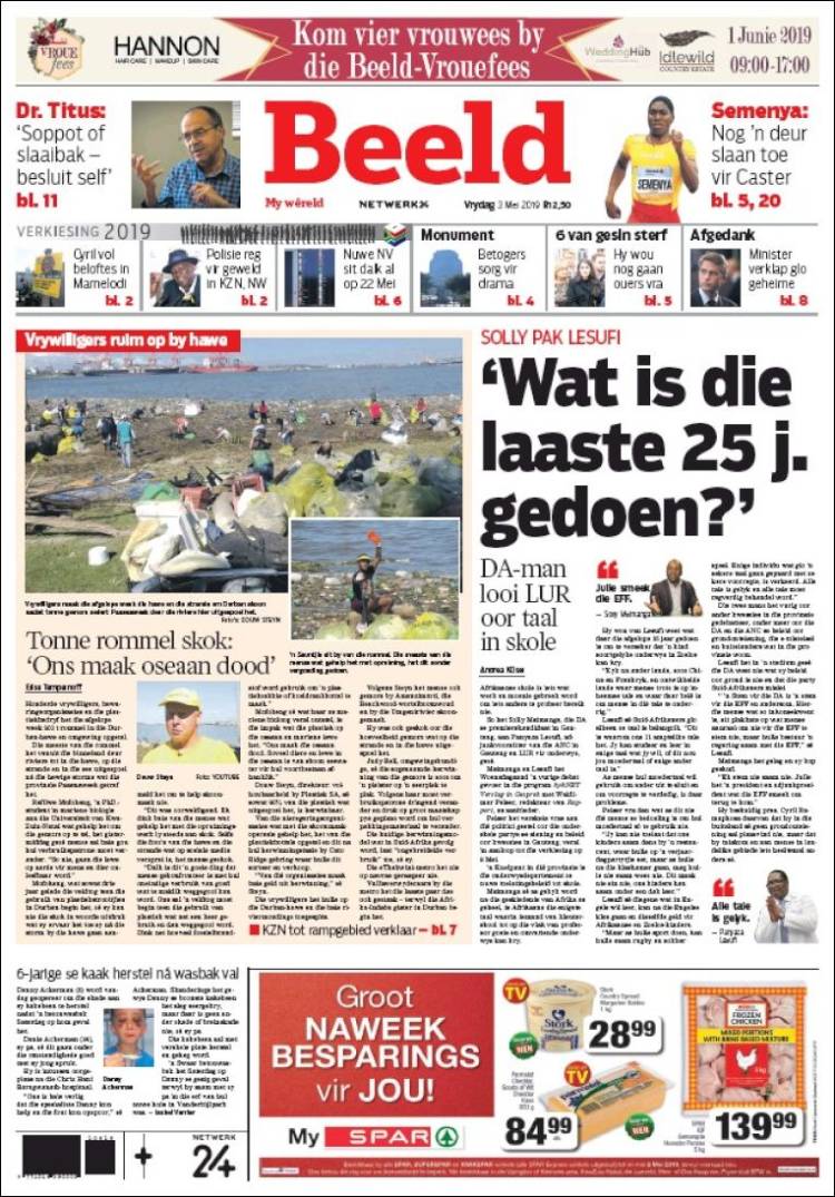 Portada de Beeld (Sud&aacute;frica)