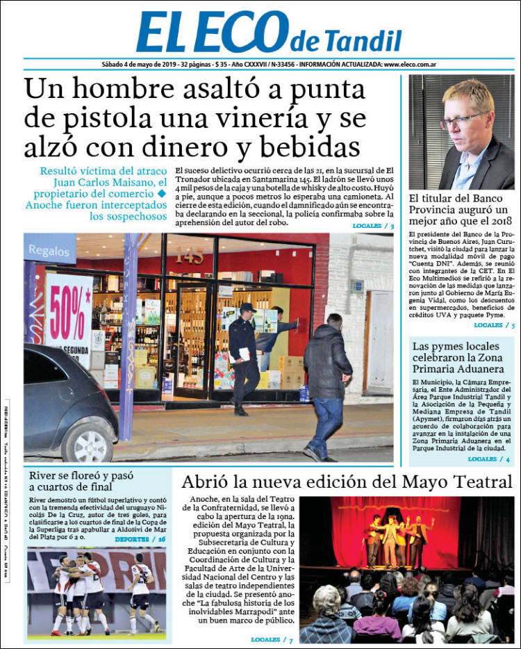 Portada de El Eco de Tandil (Argentina)