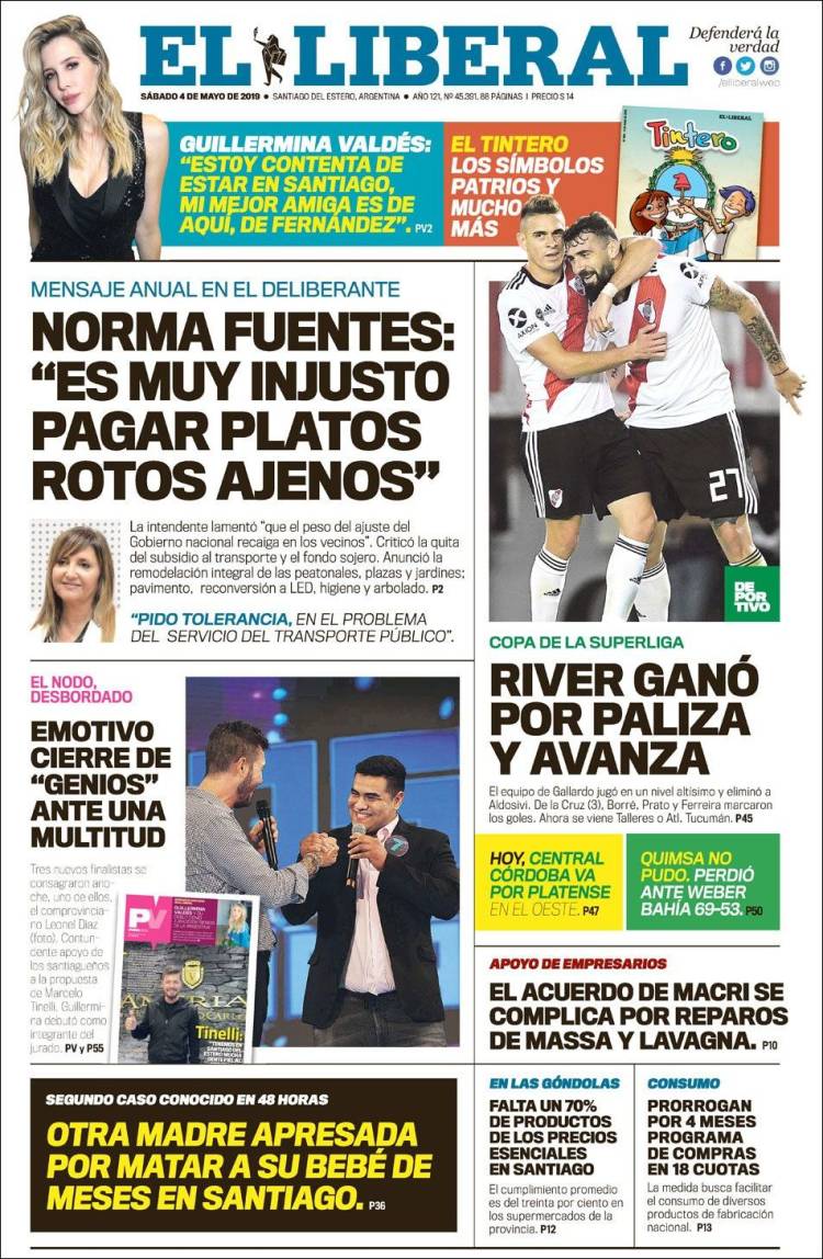Portada de Diario El Liberal (Argentina)