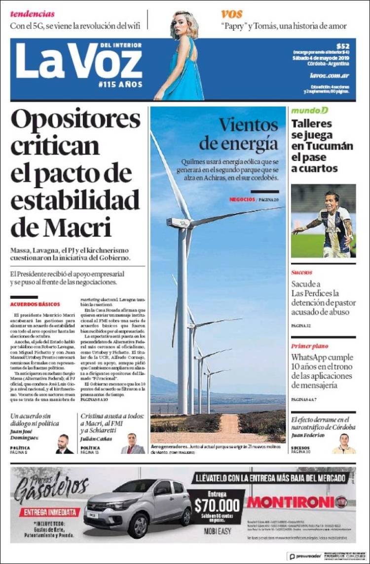 Portada de La Voz del Interior (Argentina)