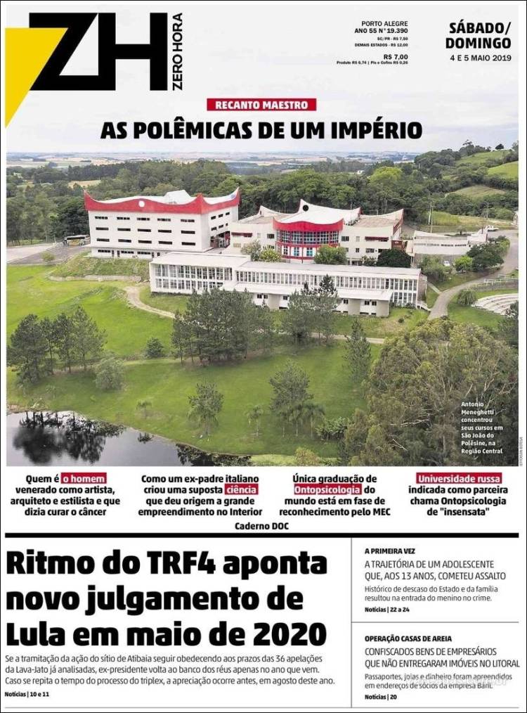 Portada de Zero Hora (Brasil)