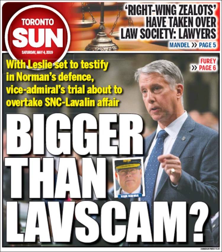 Portada de The Toronto Sun (Canadá)