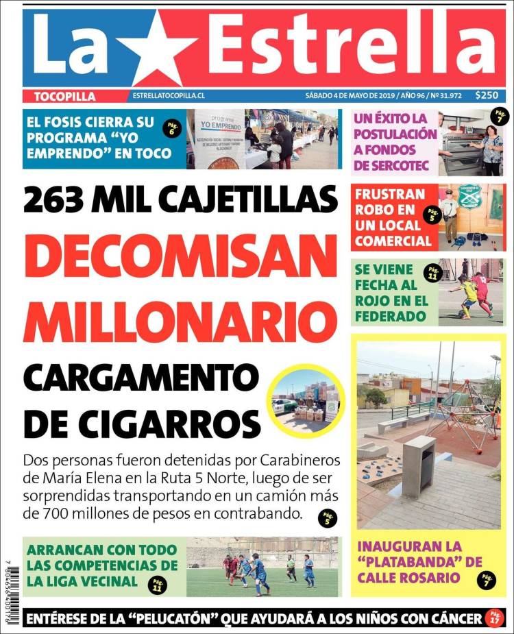 Portada de La Estrella de Tocopilla (Chile)