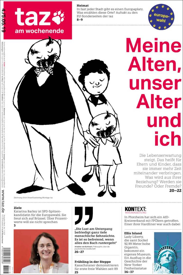 Portada de Die Tageszeitung (Alemania)