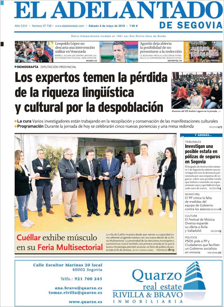 Portada de El Adelantado de Segovia (Espa&ntilde;a)