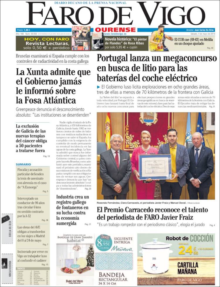 Portada de El Faro de Vigo - Ourense (Espa&ntilde;a)