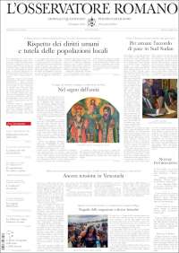 Portada de L'Osservatore Romano (Italia)