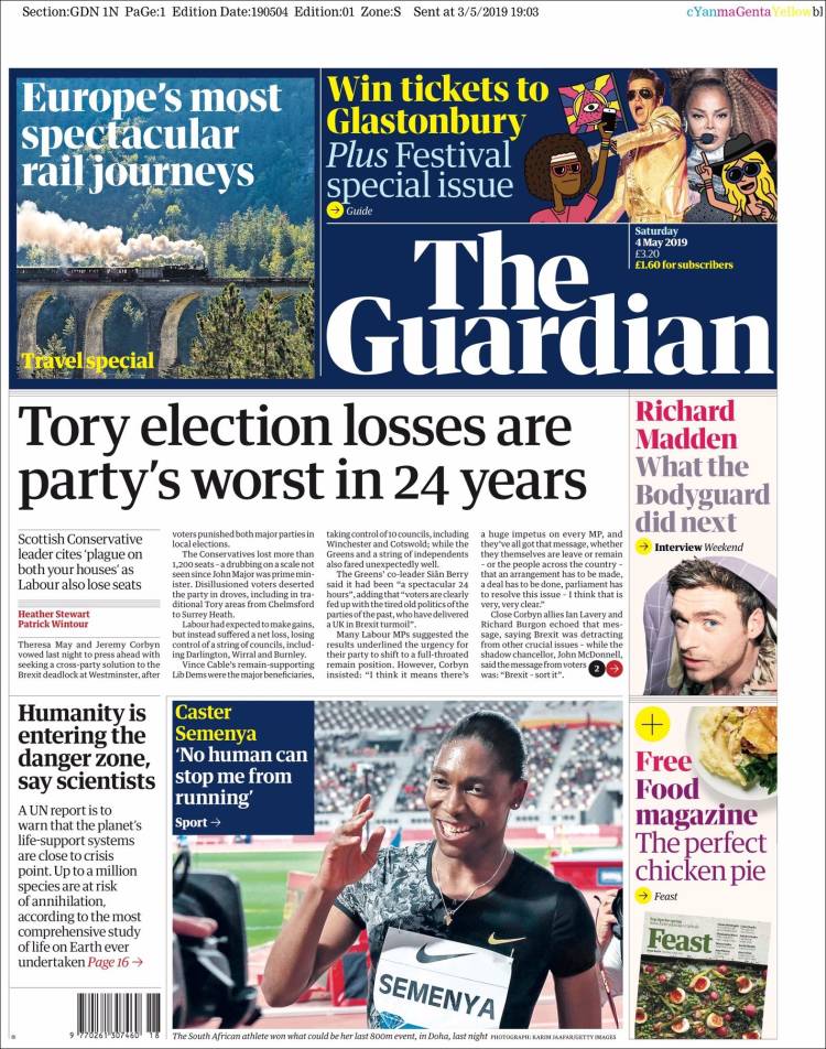 Portada de The Guardian (Reino Unido)