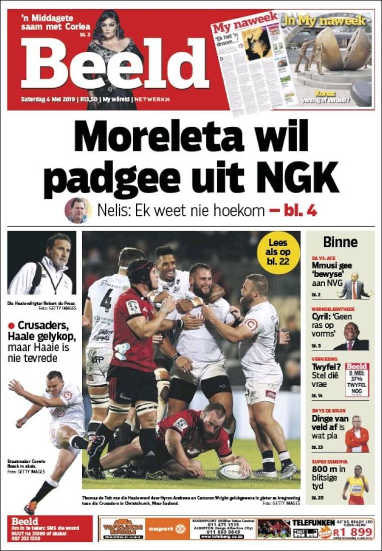 Portada de Beeld (Sud&aacute;frica)