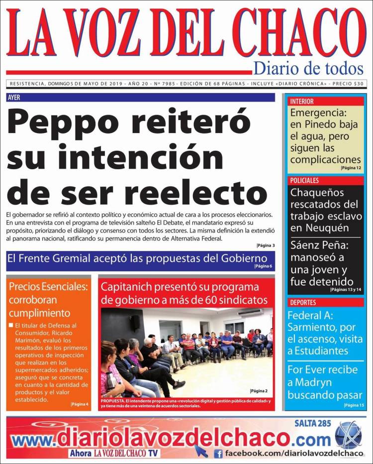 Portada de La Voz del Chaco (Argentina)