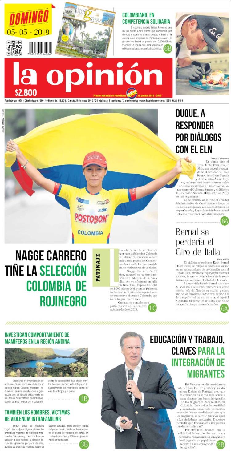Portada de Diario La Opinion (Colombia)
