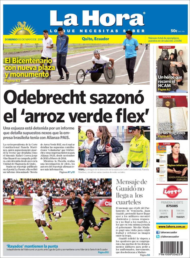 Portada de La Hora - Ecuador (Ecuador)