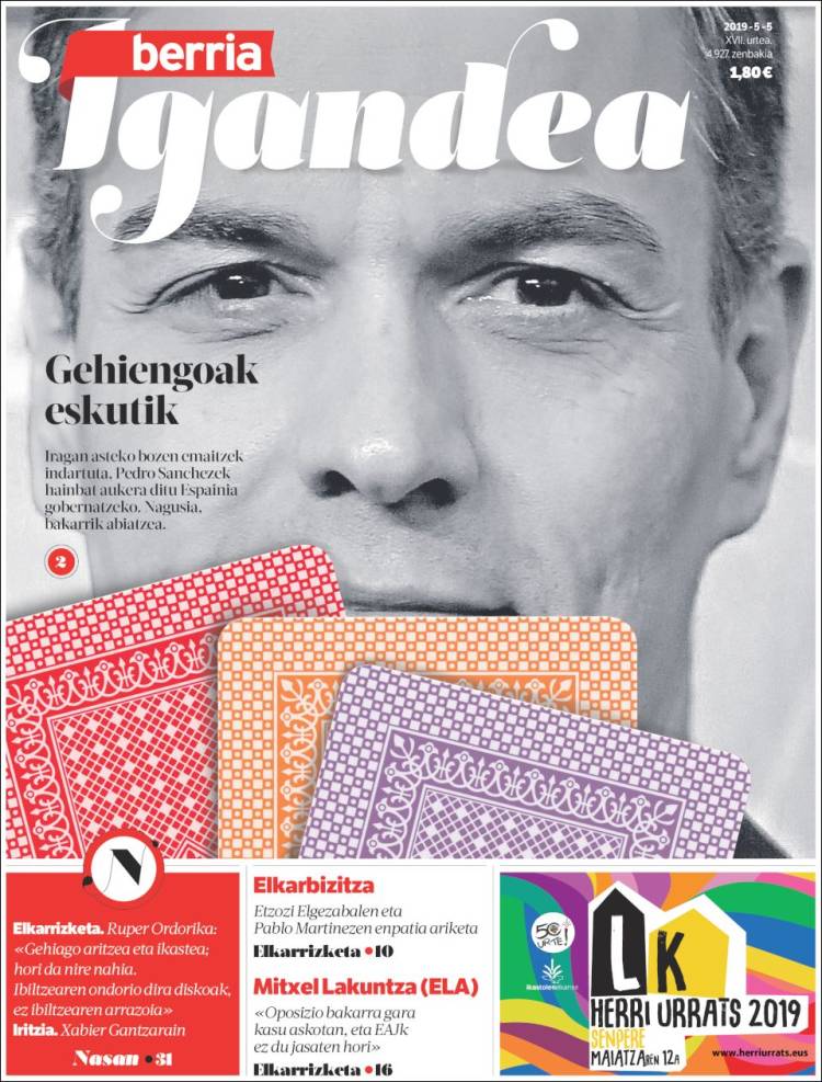 Portada de Berria (Espa&ntilde;a)