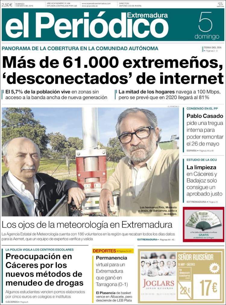 Portada de El Periódico de Extremadura (Espa&ntilde;a)