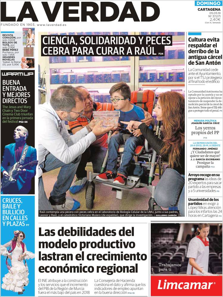 Portada de La Verdad de Cartagena (Espa&ntilde;a)