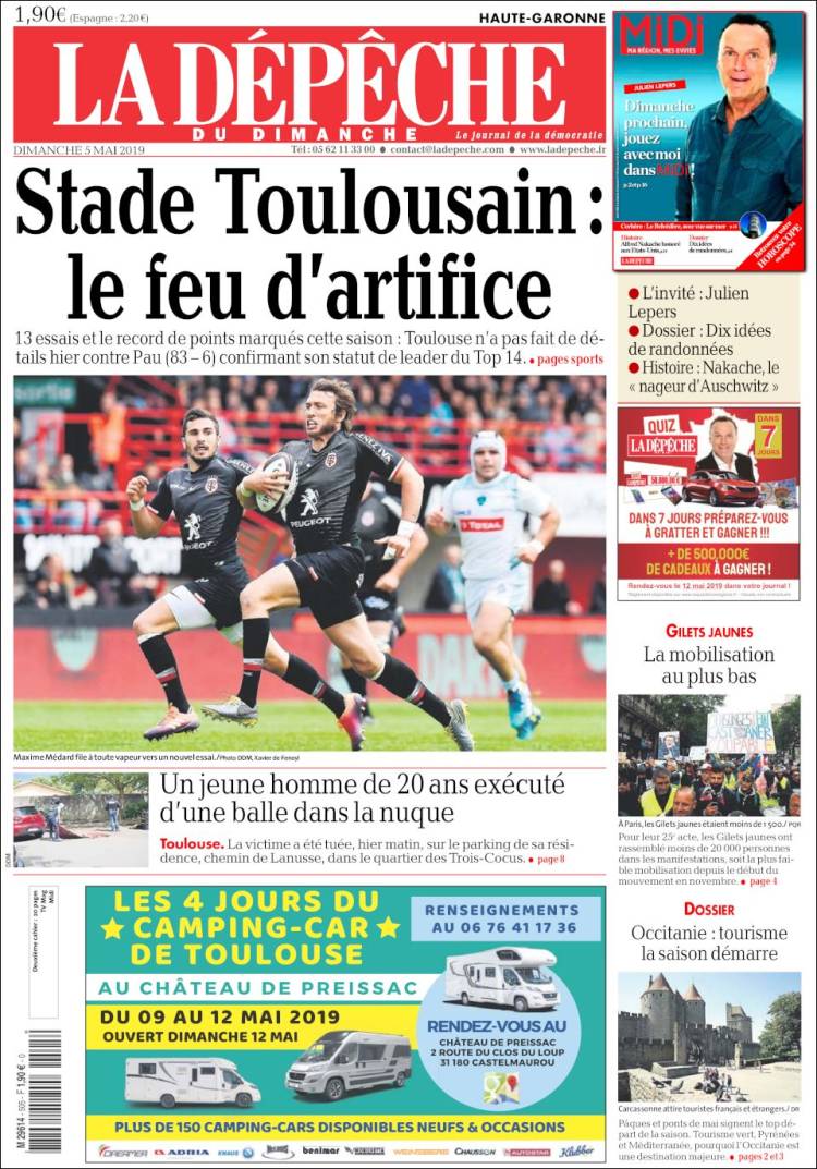 Portada de La Dépêche du Midi (Francia)