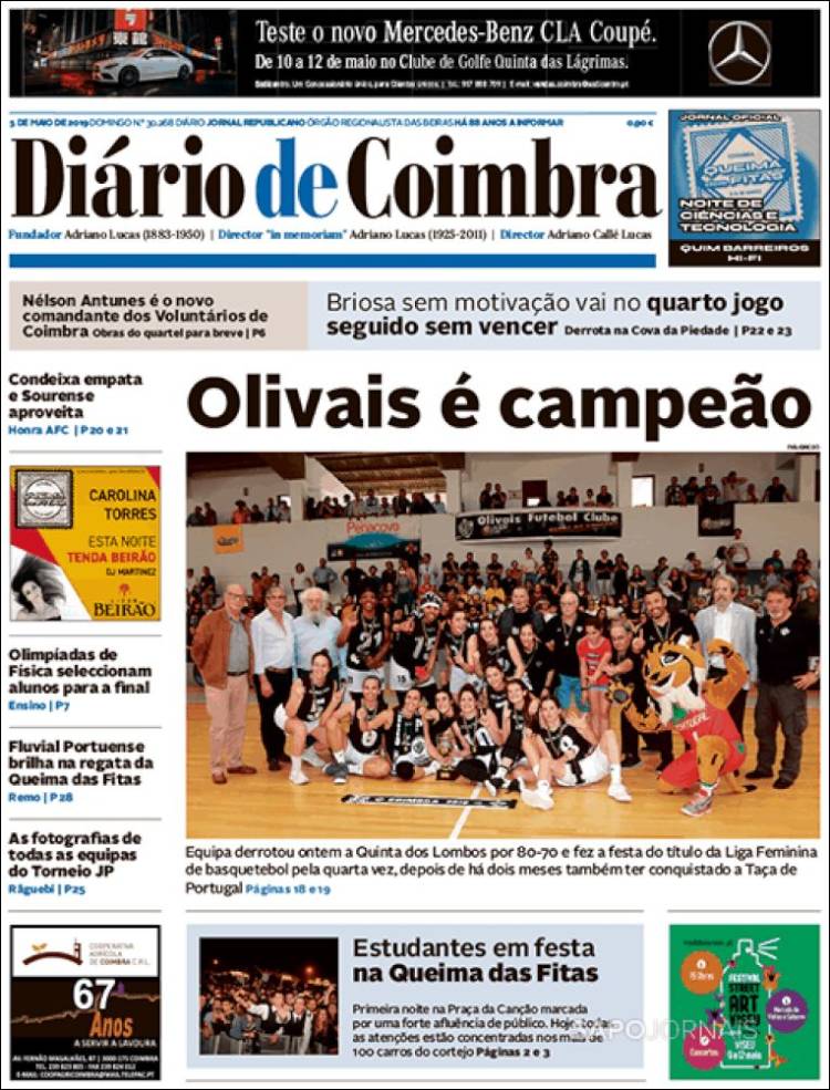 Portada de Diário de Coimbra (Portugal)