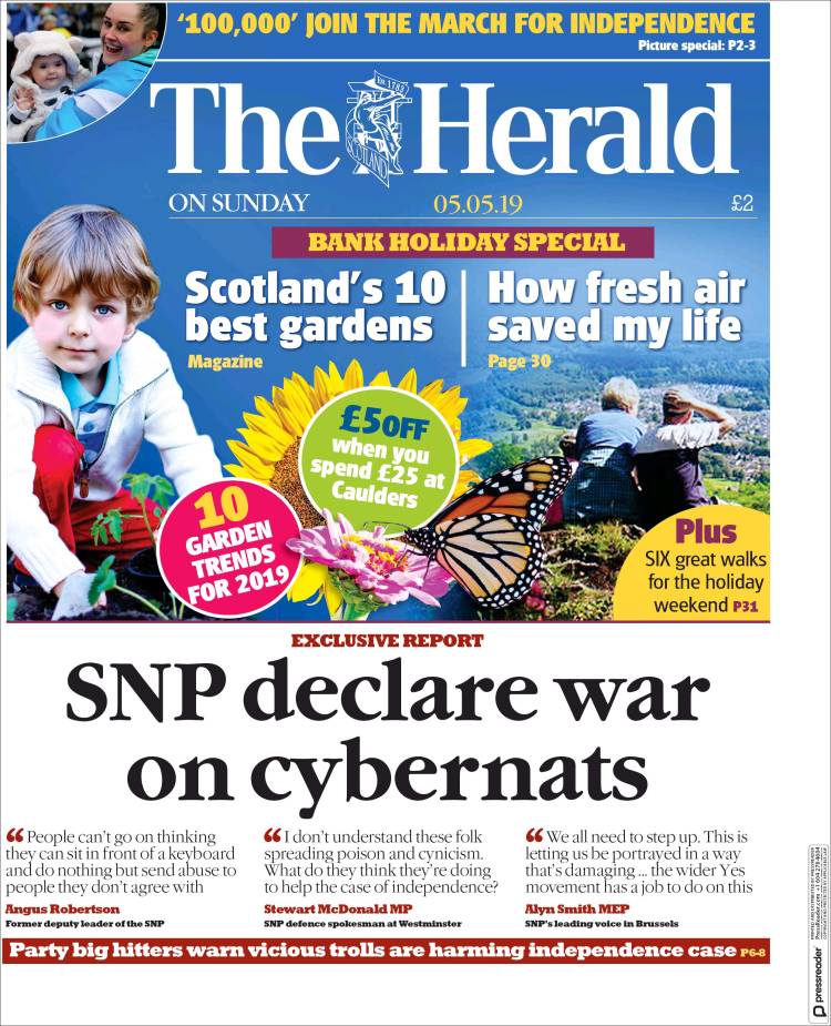 Portada de The Herald (Reino Unido)