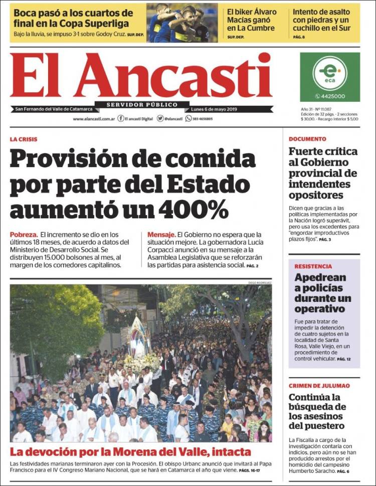 Portada de El Ancasti (Argentina)