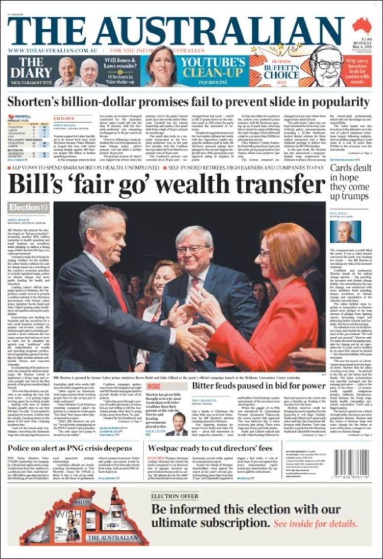 Portada de The Australian (Australia)