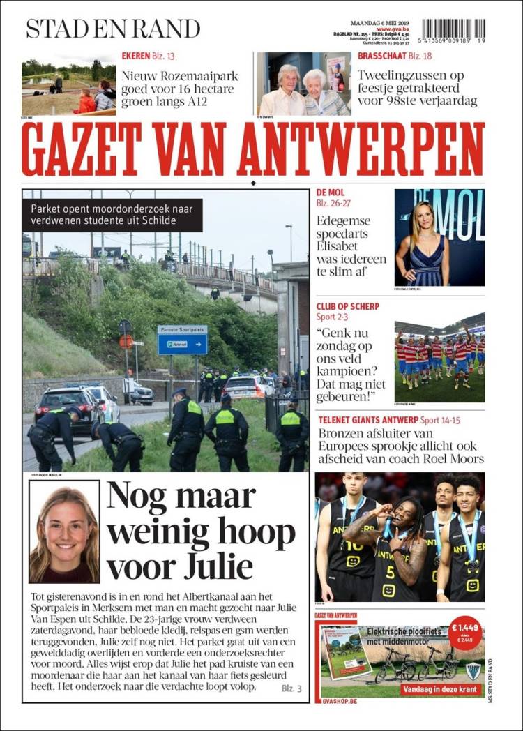 Portada de Gazet van Antwerpen (B&eacute;lgica)