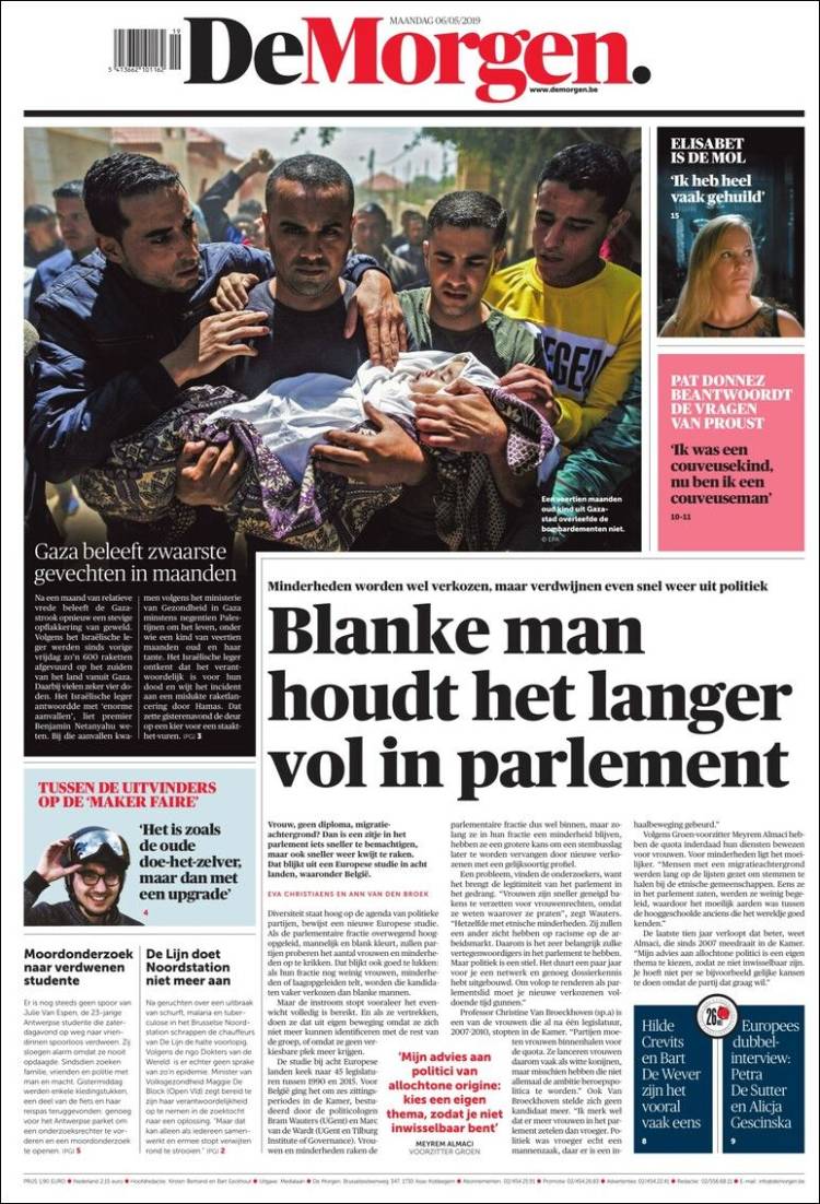Portada de De Morgen (B&eacute;lgica)