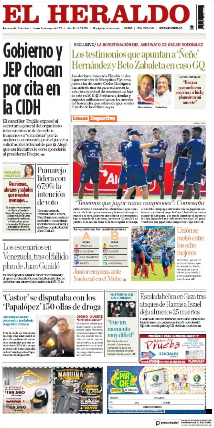 Portada de El Heraldo (Colombie)