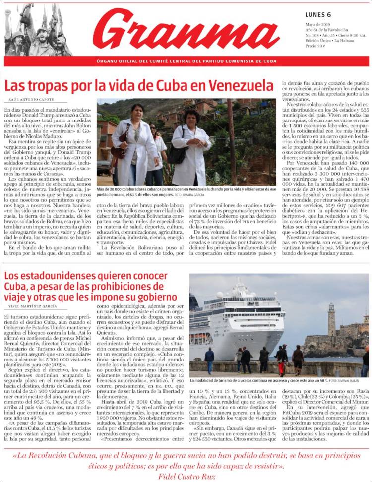 Portada de Granma (Cuba)